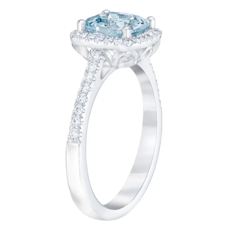 14K ホワイトゴールド 0.20カラット ダイヤモンド & アクアマリン リング 13-14号 14K ホワイトゴールド 0.20カラット ダイヤモンド & アクアマリン リング 13-14号