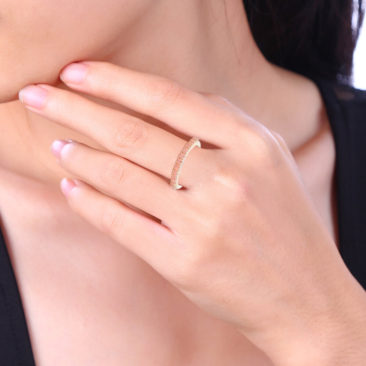 14K イエローゴールド ロードクロサイトリング