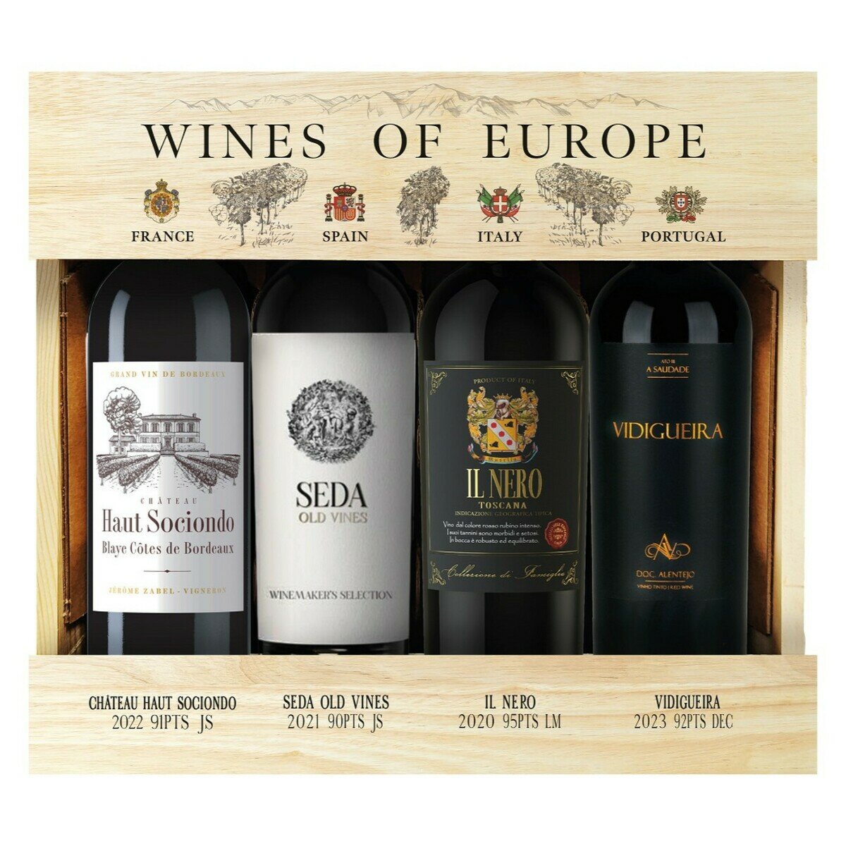 ヨーロッパ 赤ワイン 4か国セット 750 ml x 4本