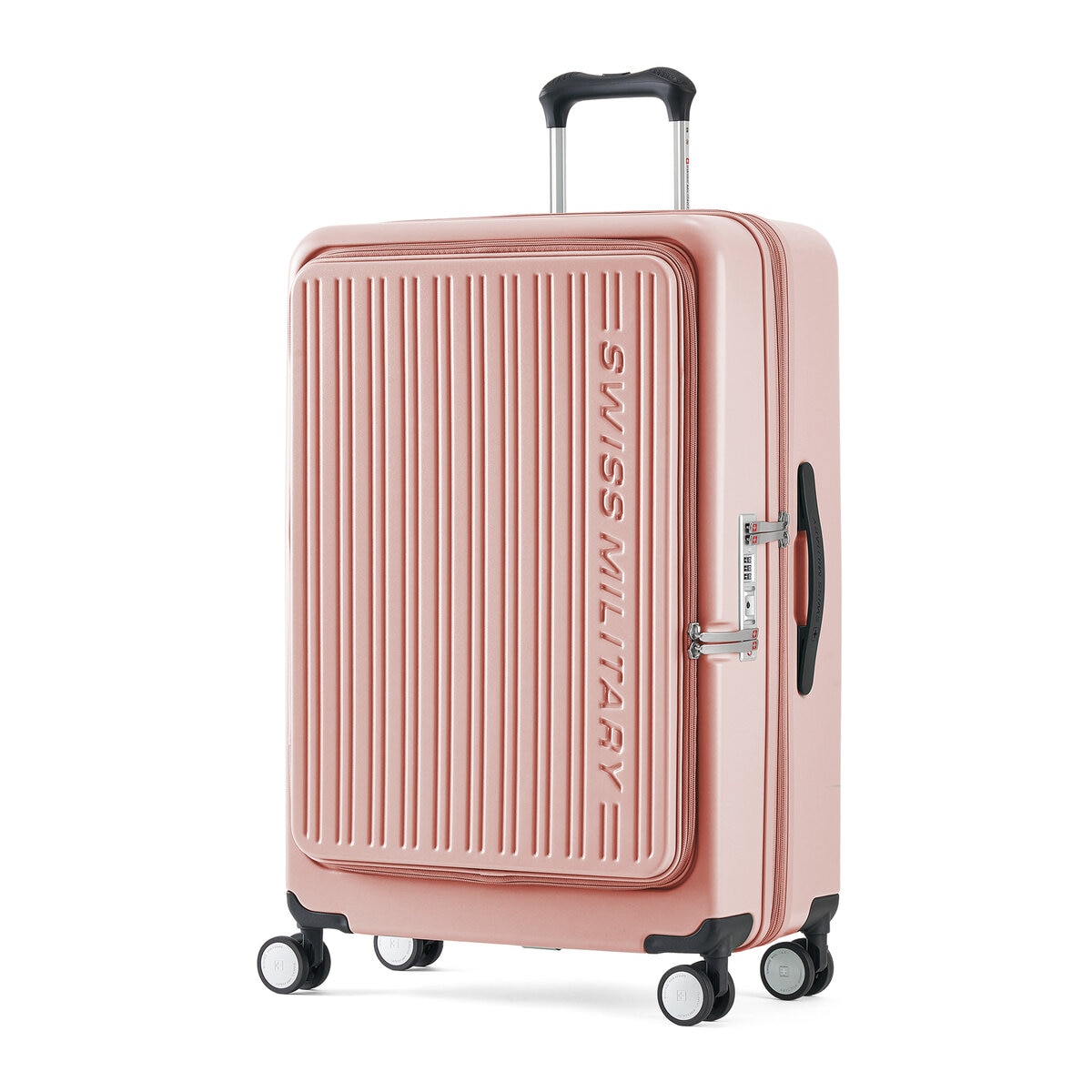 スイスミリタリー フロントオープン 28インチ スーツケース 76L コーラルピンク