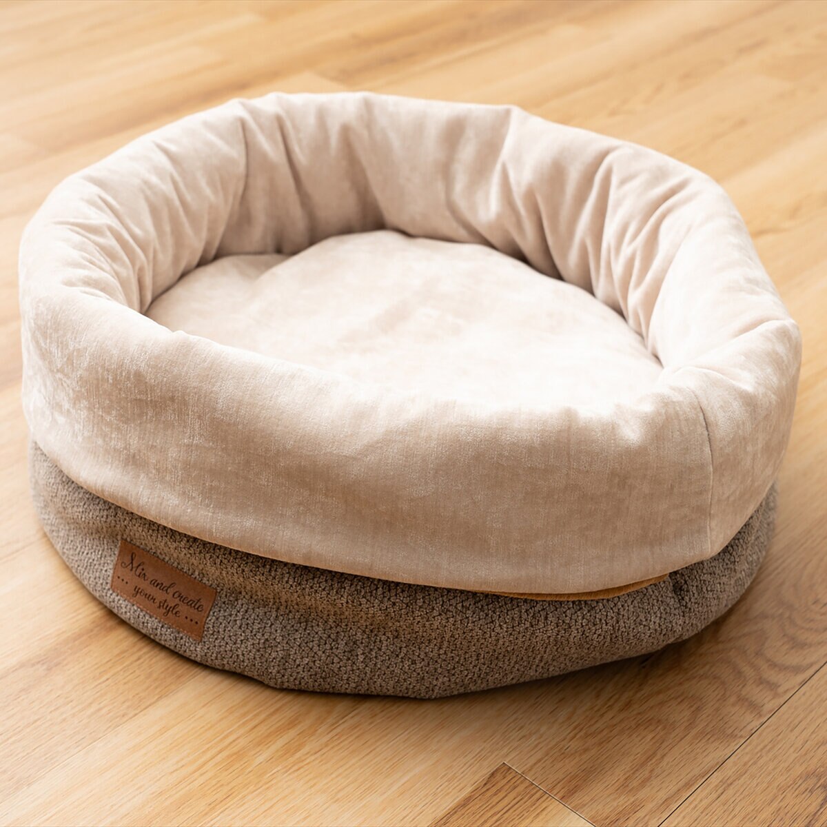 ラウンドペットベッド 2個セット ベージュ