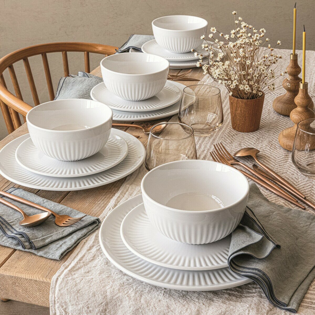 オーバーアンドバック ホワイトディナーウェア 12点