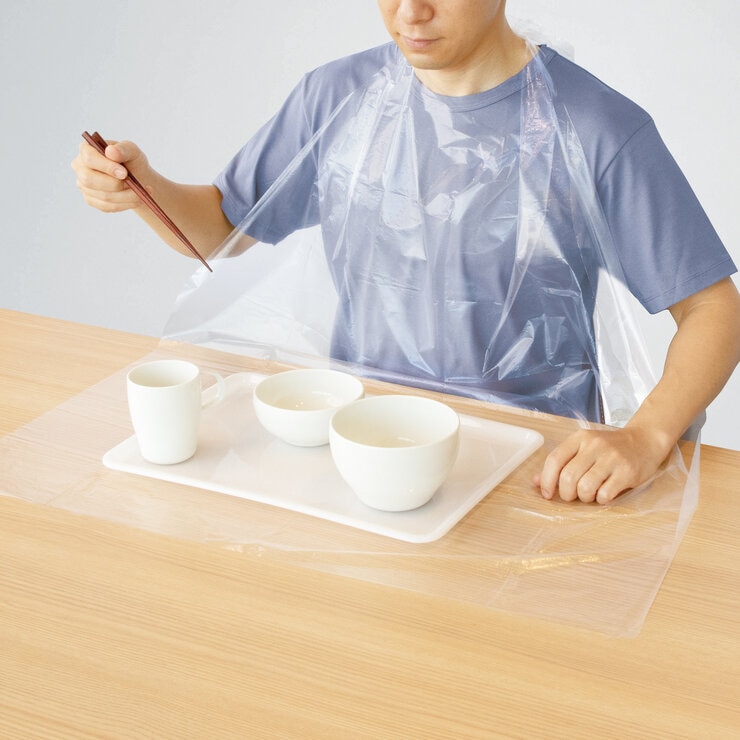 プラスハート　使い捨て食事用エプロンフラット６０枚