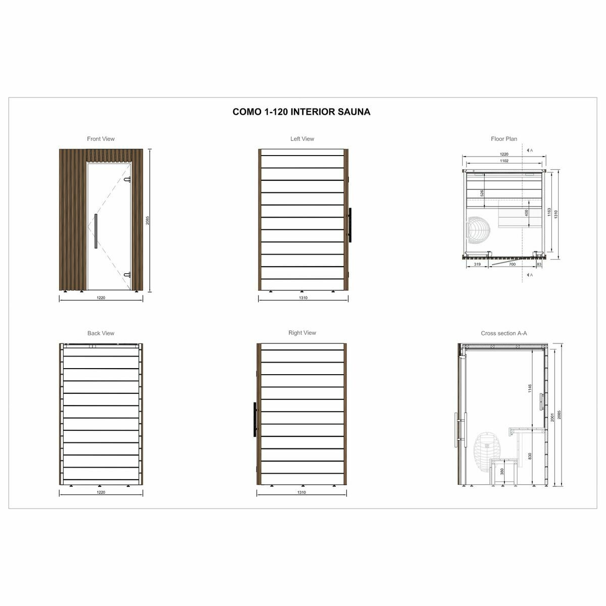Saunature インドアサウナキャビン Como 1-120