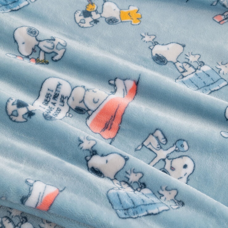 スヌーピー 大判ひざ掛け 152cm x 177cm ブルー