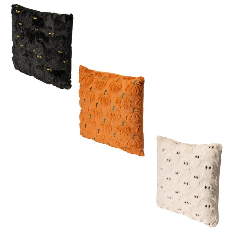HALLOWEEN EMBROIDERED FAUX FUR PILLOW 50.8 x 50.8 cm HALLOWEEN EMBROIDERED FAUX FUR PILLOW 50.8 x 50.8 cm