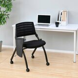 YAMAZEN キャスター付きミーティングチェア メモ台付き ブラック