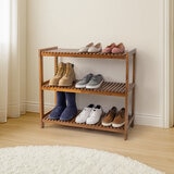 smart design アカシア材 3段シューラックベンチ・靴棚 smart design アカシア材 3段シューラックベンチ・靴棚