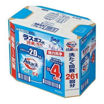 アタック抗菌EX 洗濯洗剤 詰替え 2,000g x 4個入り