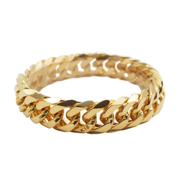 K18 6面ダブル喜平リング　4.5mm幅 20号