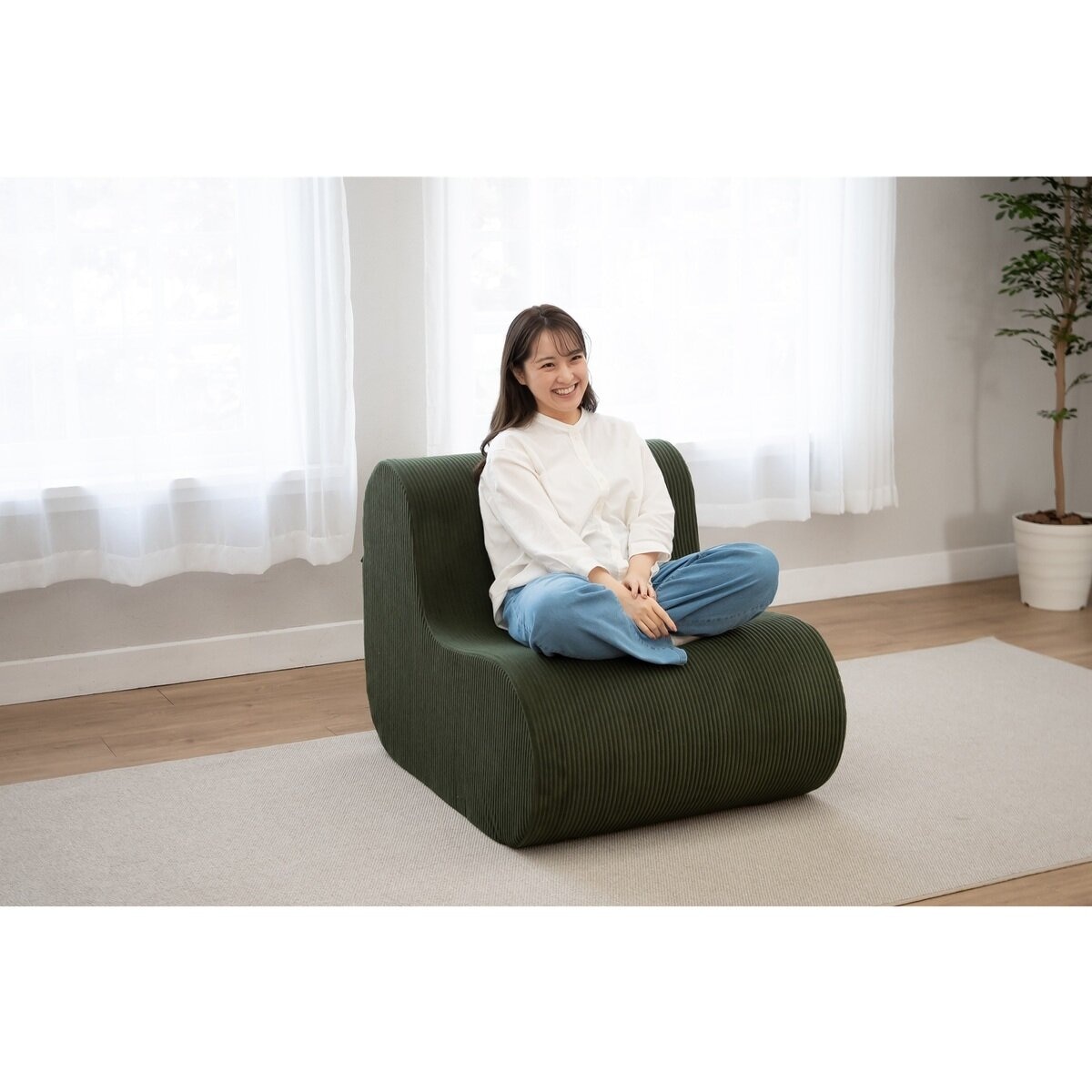 フレックス L字ウレタンソファ グリーン