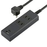 オーム電機 2口 PD対応USBポート付きタップ 　1m ブラック HS-TU21PD23-K