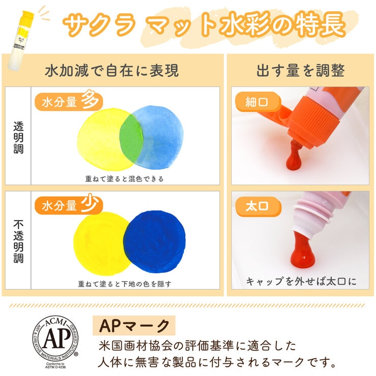 サクラクレパス マット水彩絵の具 15色セット