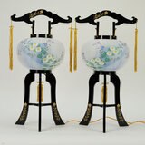盆提灯 廻転灯 あかり10号桔梗蒔絵対絵入 左右対販売 8608-CS-602W