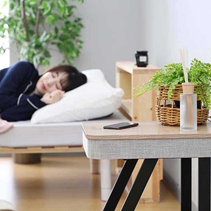 YAMAZEN スピーカー付きサイドテーブル ナチュラル