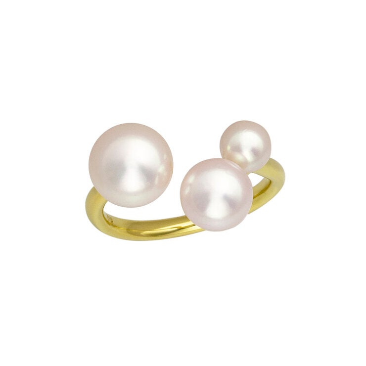 18K イエローゴールド あこや パール 3ピース リング 5.0mm/7.0mm/8.5mm 18K イエローゴールド あこや パール 3ピース リング 5.0mm/7.0mm/8.5mm