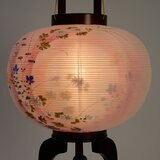盆提灯 行灯 雅木目ワイン大11号絹二重絵入