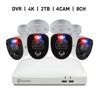 SWANN 8CH 4K DVRシステム 2TB Enforcer バレット型 カメラ4個