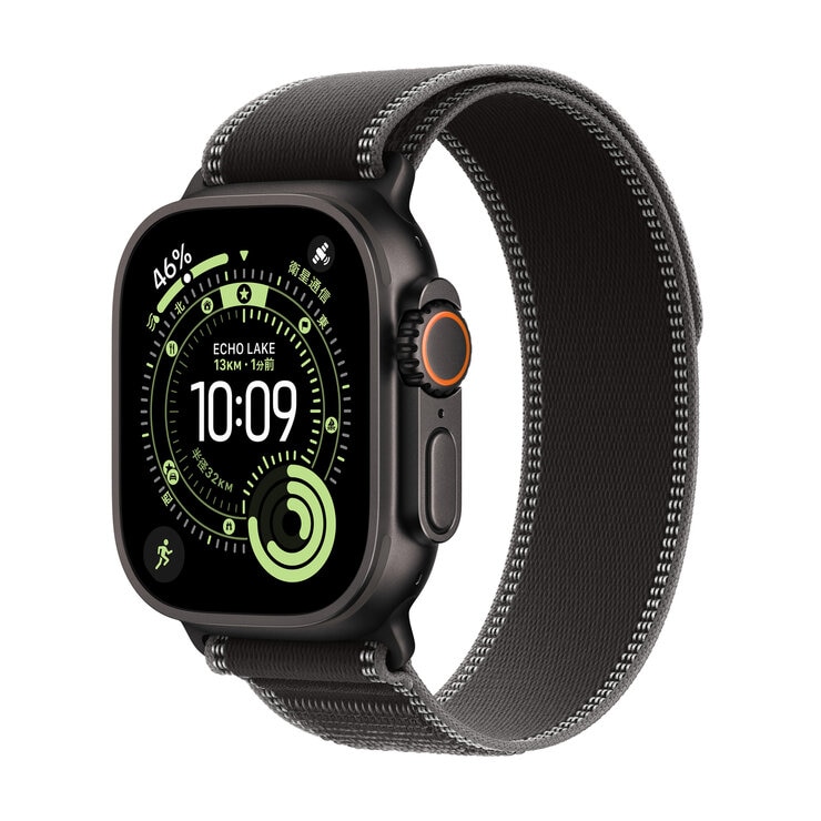 Apple Watch Ultra 3 Cellular 49mmブラックチタニウムケースとブラック/チャコールトレイルループ Apple Watch Ultra 3 Cellular 49mmブラックチタニウムケースとブラック/チャコールトレイルループ