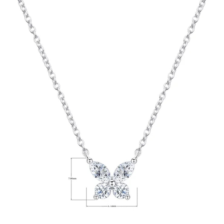 14K ホワイトゴールド 0.41カラット ダイヤモンド バタフライ ネックレス