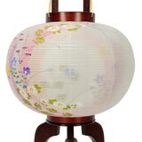 盆提灯 行灯 雅木目ワイン大11号絹二重絵入