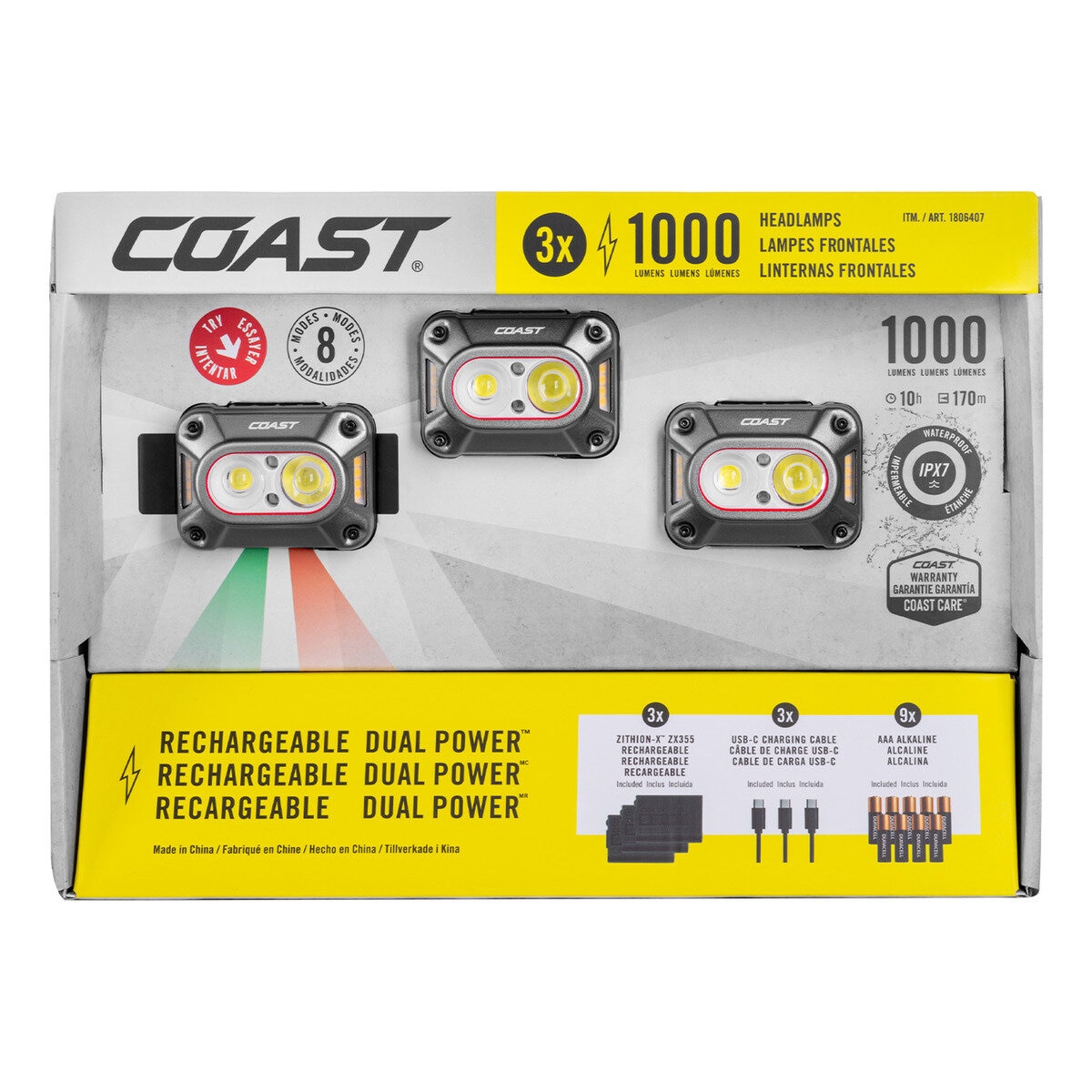 COAST（コースト）1000ルーメンヘッドランプ 3個セット
