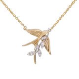 14K イエロー / ホワイトゴールド 0.19カラット ダイヤモンド ネックレス