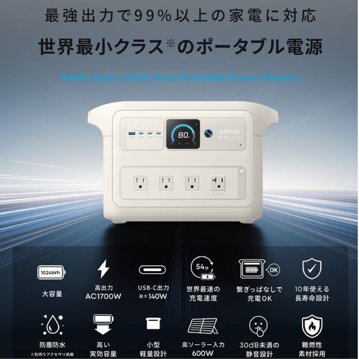 Anker（アンカー）Solix C1000 Plus オフホワイト A1765521 | Costco Japan