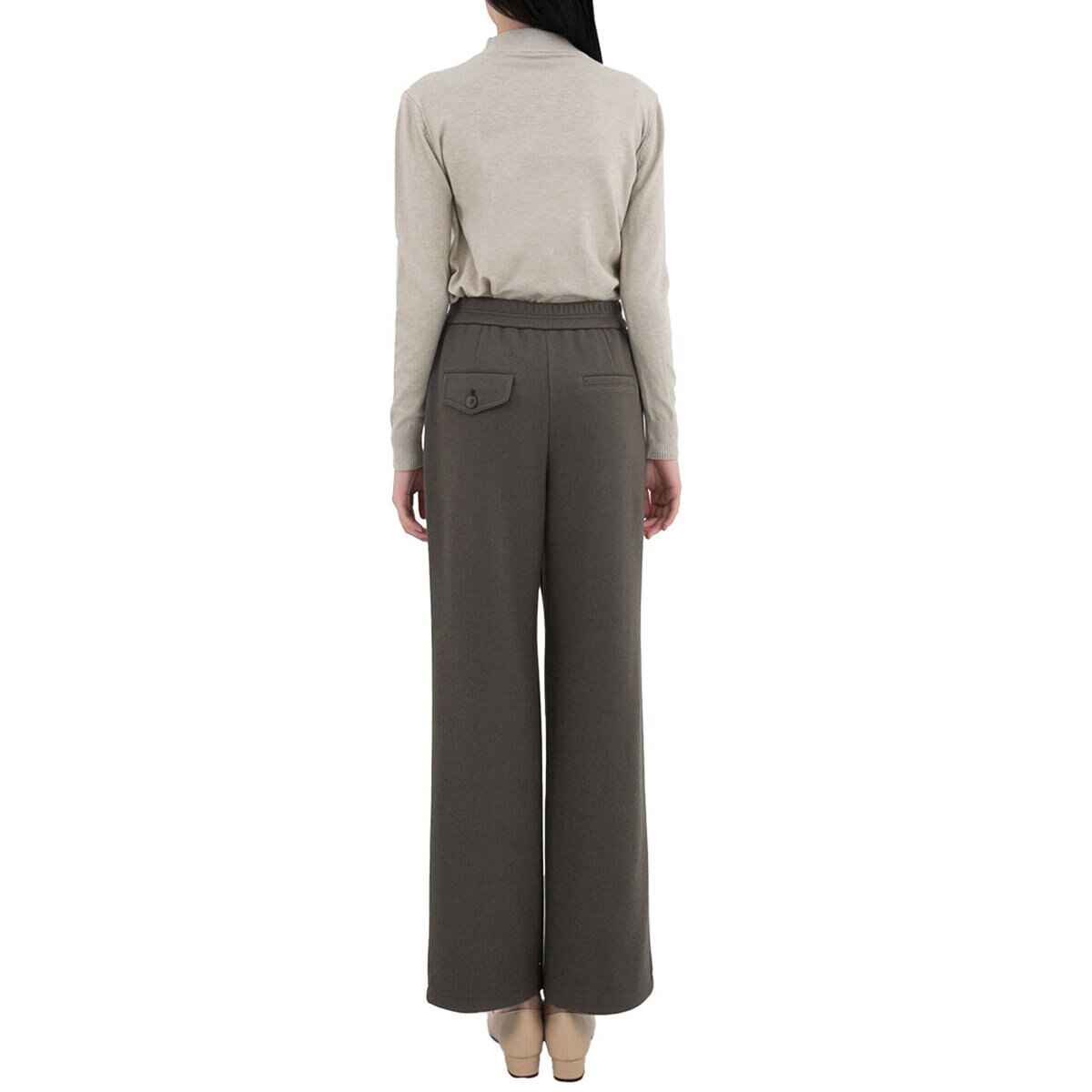 ボニスパックス レディース ワイドパンツ ダークカーキ S