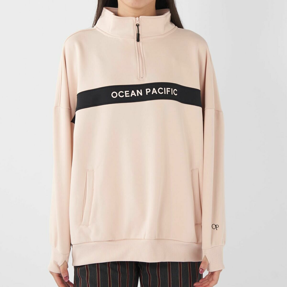 オーシャンパシフィック レディース ハーフジップ スウェットシャツ ピンク L