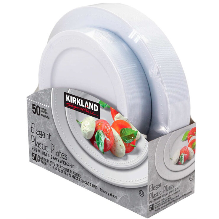 カークランドシグネチャー エレガント プラスチック プレート 50枚 （25枚 x ２サイズ）19cmと 26cm