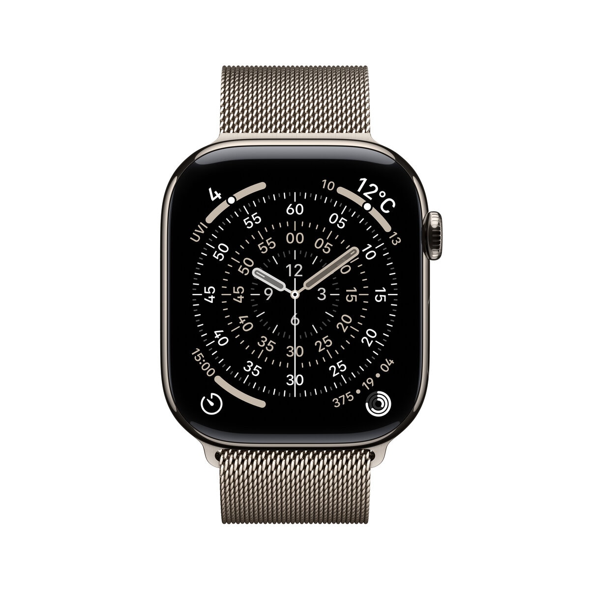 Apple Watch S11 Cellular 46mmナチュラルチタニウムケースとナチュラルミラネーゼループ - M/L
