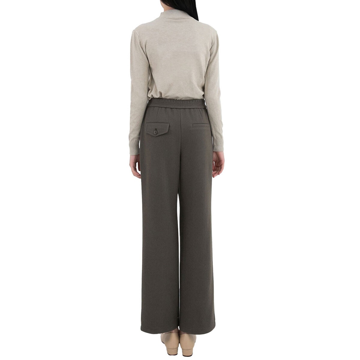 ボニスパックス レディース ワイドパンツ ダークカーキ M