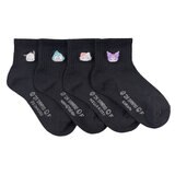 サンリオ スクール ソックス 4足組 ブラック ハローキティ/ポチャッコ/ハンギョドン/クロミ