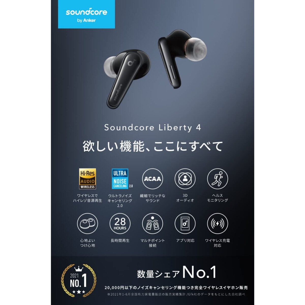 Anker（アンカー）サウンドコア Liberty 4 完全ワイヤレスイヤホン
