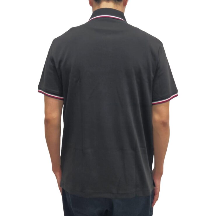 トミーヒルフィガー メンズ 半袖 ポロシャツ ブラック（DARK SABLE）S