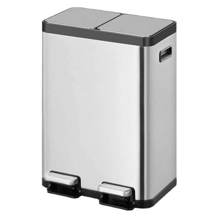 Sensible Eco Living ステンレススチール ペダル式リサイクルゴミ箱 29.9L + 29.9L Sensible Eco Living ステンレススチール ペダル式リサイクルゴミ箱 29.9L + 29.9L