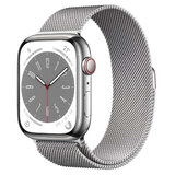 Apple Watch Series8 GPS+Cellular 45mm シルバーステンレススチールケースとシルバーミラネーゼループ