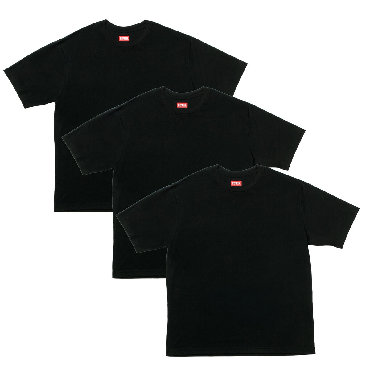 エドウイン メンズ クルーネック Tシャツ 3枚組 ホワイト/ブラック