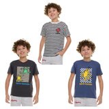 キース ヘリング キッズ 半袖 Tシャツ 3枚組 チャコール/ストライプ/フェイドネイビー XL