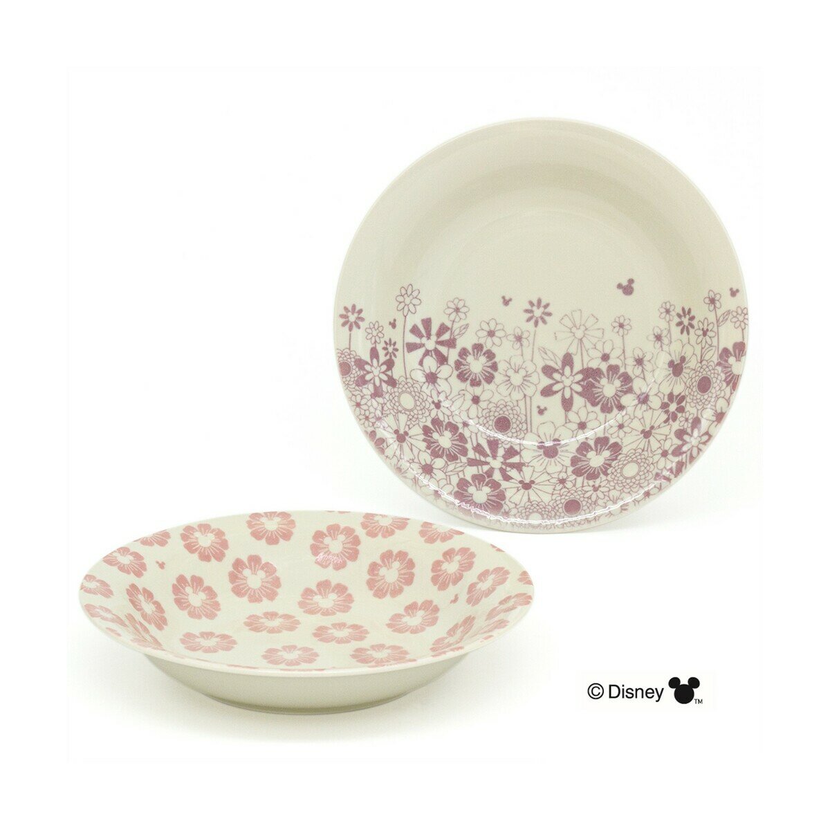 三郷陶器 フラワー・フラワー ディズニー ペアカレーパスタセット 2枚