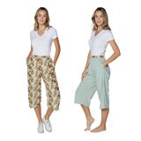 アドベント レディース バミューダ パンツ 2枚組 ライトグリーン M