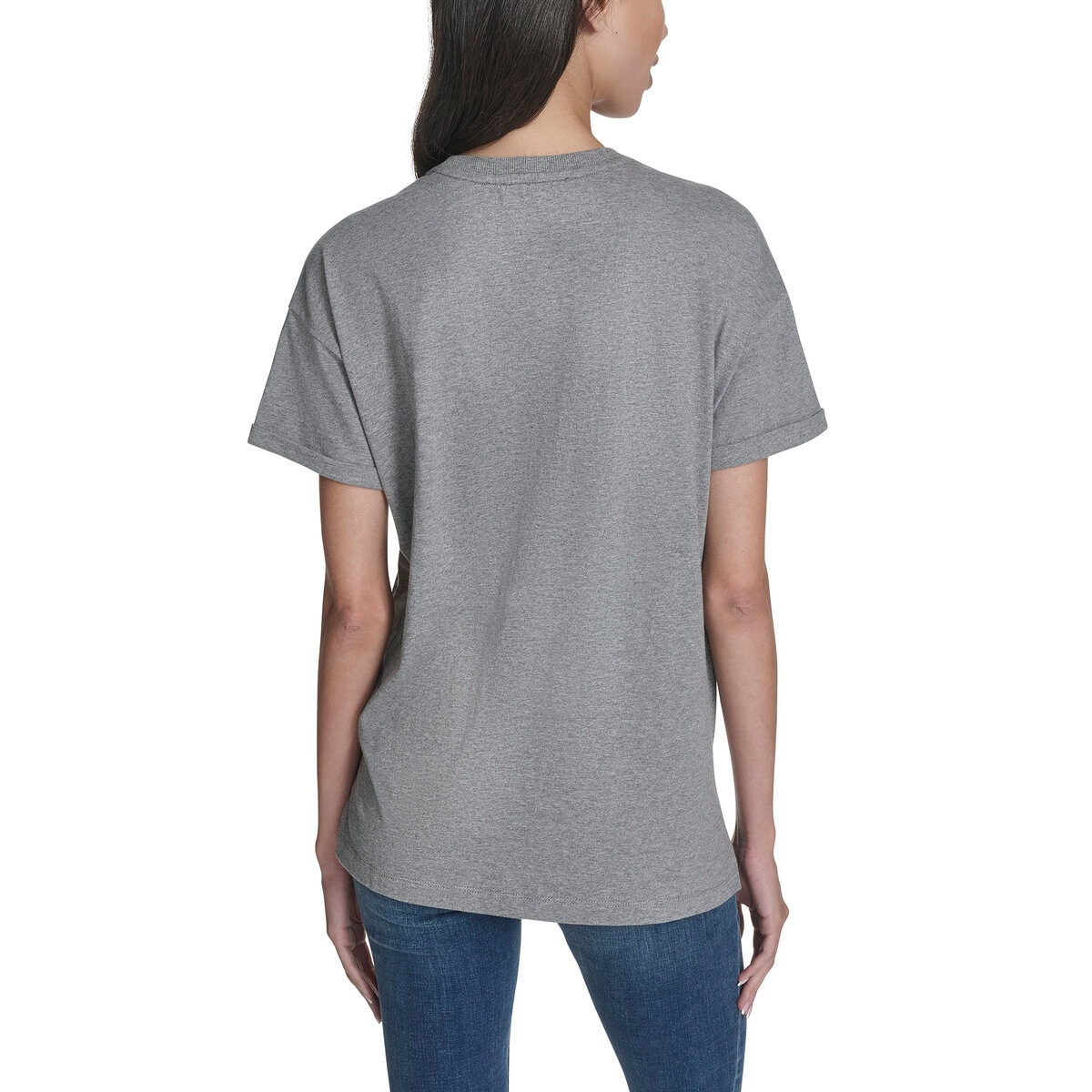 DKNY レディース 半袖 ロゴ Ｔシャツ ヘザー グレー L