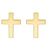 14K イエローゴールド クロス スタッドピアス