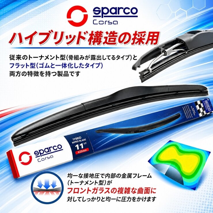 SPARCO（スパルコ）エアロ ワイパーブレード Uフック仕様車用