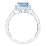 14K ホワイトゴールド 0.20カラット ダイヤモンド & アクアマリン リング