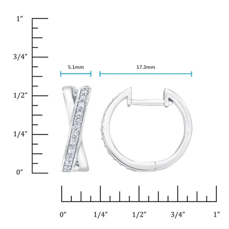 18K ホワイトゴールド 0.25カラット X フープ ピアス