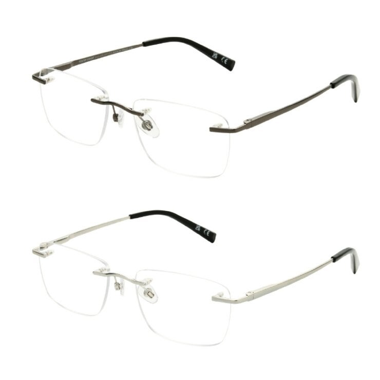 Foster Grant 老眼鏡 ブルーライトカット レクタングラーリムレス +1.25 2本セット