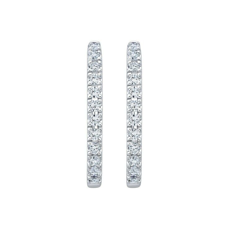 18K ホワイトゴールド 0.25カラット ダイヤモンド Jフープ ピアス