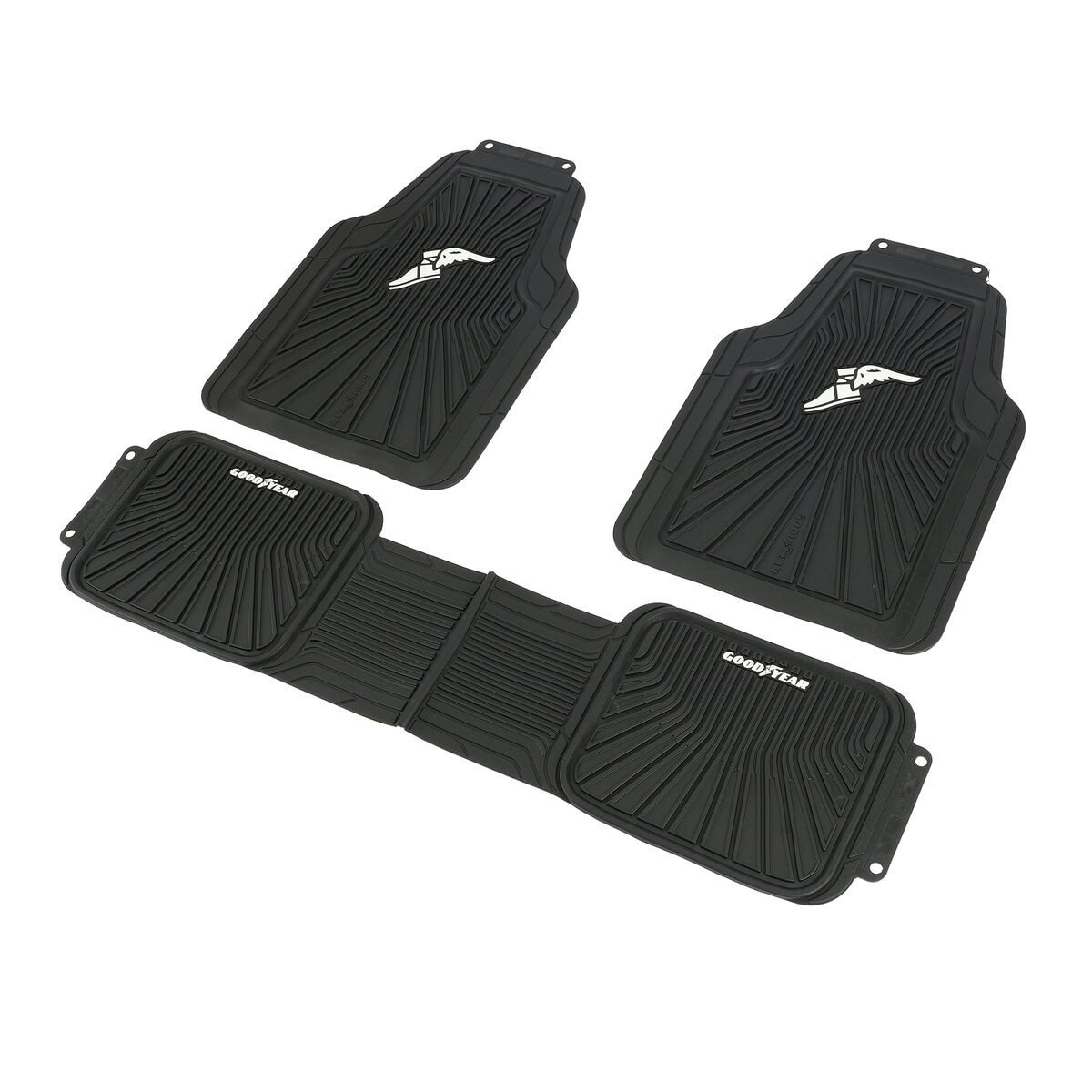 グッドイヤー 汎用 オールウェザー ラバーフロアマット GOODYEARロゴ入り 3枚セット